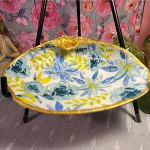 DECOUPAGE CLAM SHELL DECOUPAGE FLOWERS TRINKET DISH